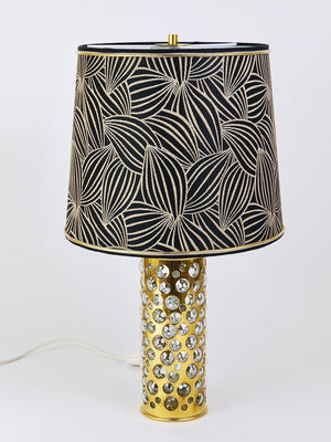 Rupert Nikoll Midcentury Brass Tube Bubble Glass Table Lamp, Austria, 1950s