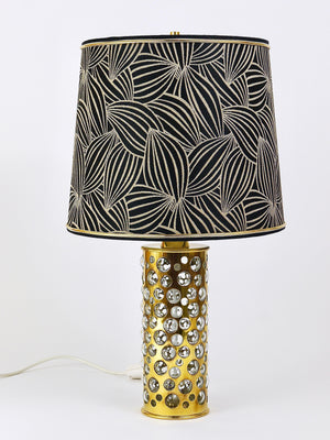 Rupert Nikoll Midcentury Brass Tube Bubble Glass Table Lamp, Austria, 1950s