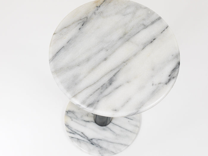 Postmodern White Carrara Marble Flower Stand Pedestal Table, Italy, 1980s