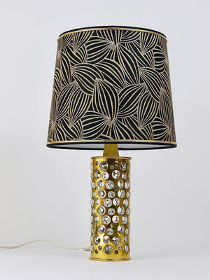 Rupert Nikoll Midcentury Brass Tube Bubble Glass Table Lamp, Austria, 1950s