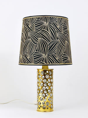 Rupert Nikoll Midcentury Brass Tube Bubble Glass Table Lamp, Austria, 1950s