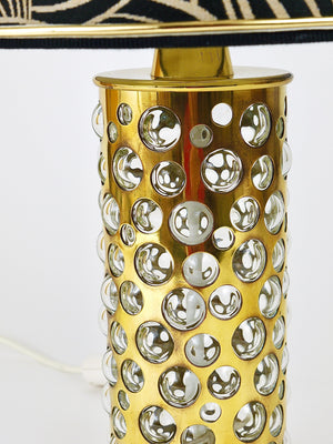 Rupert Nikoll Midcentury Brass Tube Bubble Glass Table Lamp, Austria, 1950s