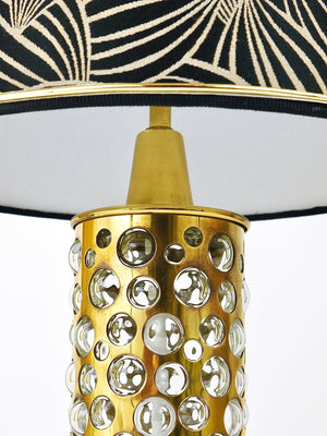 Rupert Nikoll Midcentury Brass Tube Bubble Glass Table Lamp, Austria, 1950s