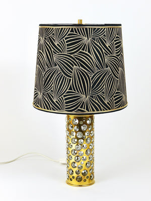 Rupert Nikoll Midcentury Brass Tube Bubble Glass Table Lamp, Austria, 1950s