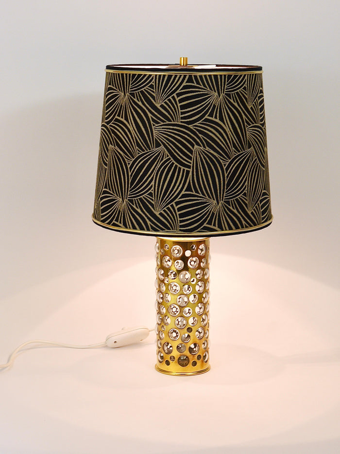 Rupert Nikoll Midcentury Brass Tube Bubble Glass Table Lamp, Austria, 1950s