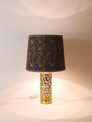 Rupert Nikoll Midcentury Brass Tube Bubble Glass Table Lamp, Austria, 1950s