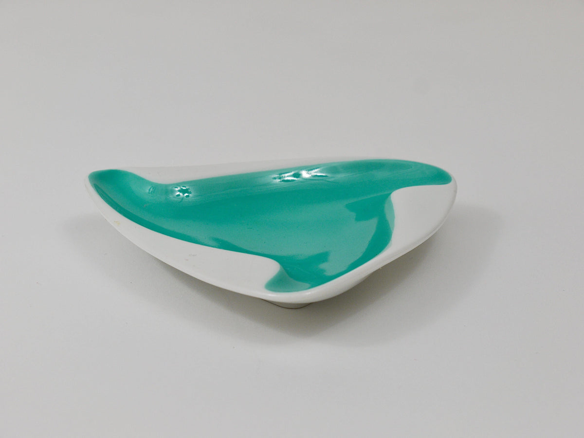 Augarten Vienna Türkiser Mid-Century Fine Porcelaine Aschenbecher, Österreich, 1950er-Jahre