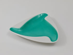 Augarten Vienna Turquoise Midcentury Fine Porcelaine Ashtray, Austria, 1950s