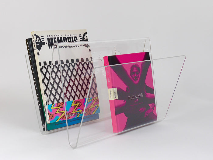 Postmodern Lucite ZigZag News Rack Magazine Stand, Italy, 1980s