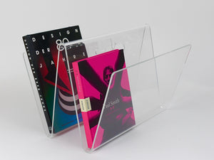 Postmodern Lucite ZigZag News Rack Magazine Stand, Italy, 1980s