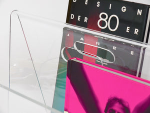 Postmodern Lucite ZigZag News Rack Magazine Stand, Italy, 1980s