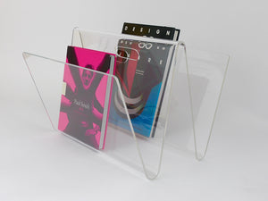Postmodern Lucite ZigZag News Rack Magazine Stand, Italy, 1980s