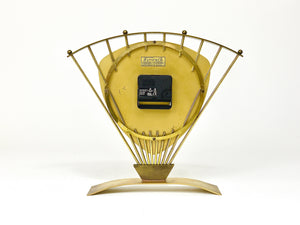 Atlanta Mid-Century Atomic-Age Sunburst Tisch- und Schreibtischuhr aus Messing, Western Germany