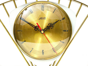 Atlanta Mid-Century Atomic-Age Sunburst Tisch- und Schreibtischuhr aus Messing, Western Germany