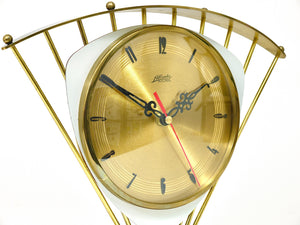 Atlanta Mid-Century Atomic-Age Sunburst Tisch- und Schreibtischuhr aus Messing, Western Germany