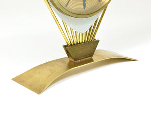 Atlanta Mid-Century Atomic-Age Sunburst Tisch- und Schreibtischuhr aus Messing, Western Germany