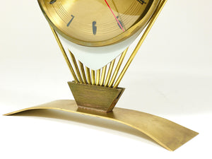 Atlanta Mid-Century Atomic-Age Sunburst Tisch- und Schreibtischuhr aus Messing, Western Germany