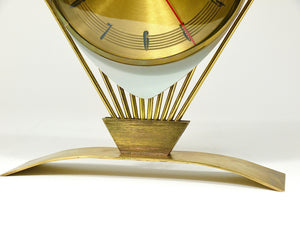 Atlanta Mid-Century Atomic-Age Sunburst Tisch- und Schreibtischuhr aus Messing, Western Germany