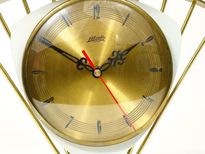 Atlanta Mid-Century Atomic-Age Sunburst Tisch- und Schreibtischuhr aus Messing, Western Germany