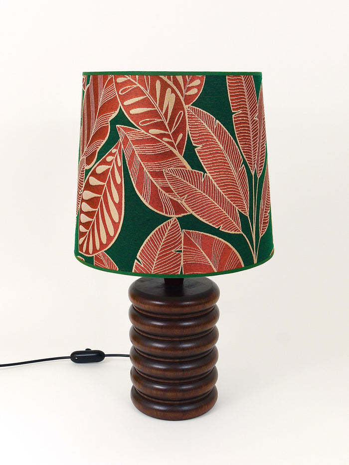 Midcentury Table or Side Lamp, Turned Wood Base, Sweden, 1970s