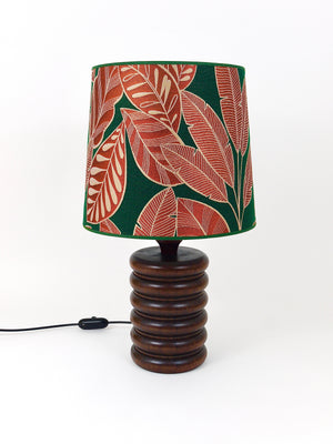 Midcentury Table or Side Lamp, Turned Wood Base, Sweden, 1970s
