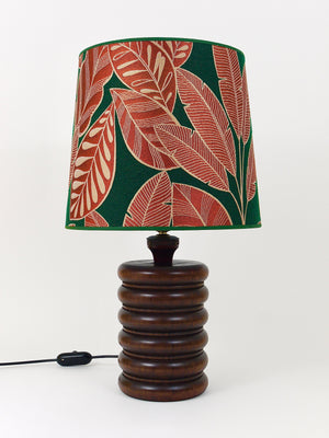 Midcentury Table or Side Lamp, Turned Wood Base, Sweden, 1970s
