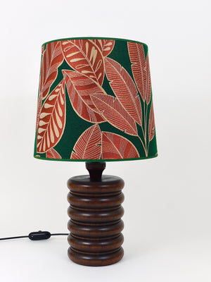 Midcentury Table or Side Lamp, Turned Wood Base, Sweden, 1970s