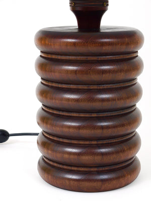 Midcentury Table or Side Lamp, Turned Wood Base, Sweden, 1970s