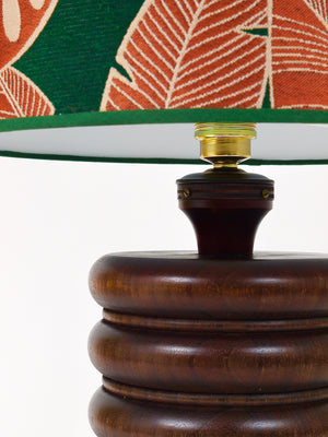 Midcentury Table or Side Lamp, Turned Wood Base, Sweden, 1970s