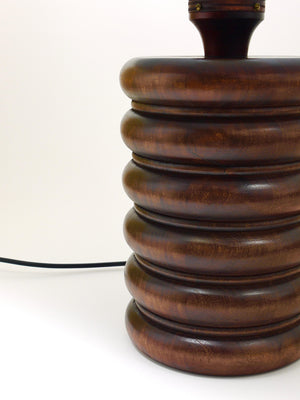 Midcentury Table or Side Lamp, Turned Wood Base, Sweden, 1970s