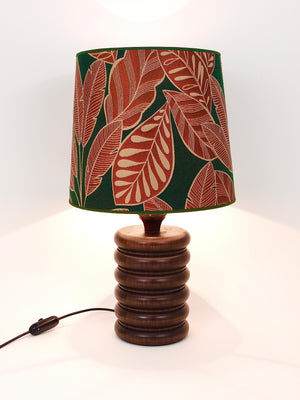 Midcentury Table or Side Lamp, Turned Wood Base, Sweden, 1970s