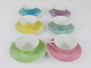 6 tazas de café espresso de porcelana Mid-Century Pastel Daisy, Lilien, Austria, años 50