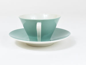 6 Midcentury Pastel Daisy Porcelain Coffee Cups, Lilien, Austria, 1950s