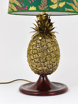 Lámpara de mesa Mauro Manetti Hollywood Regency de piña en latón, Italia, años 70