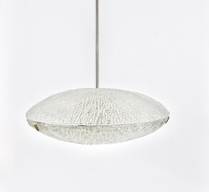 Lustre Mid-Century Kalmar Discus en verre texturé et nickel, Autriche, années 1950