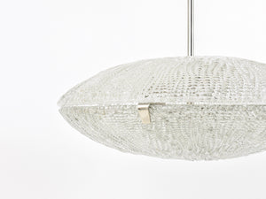 Lustre Mid-Century Kalmar Discus en verre texturé et nickel, Autriche, années 1950