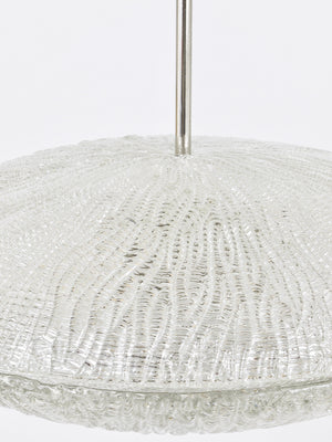 Lustre Mid-Century Kalmar Discus en verre texturé et nickel, Autriche, années 1950