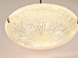 Lustre Mid-Century Kalmar Discus en verre texturé et nickel, Autriche, années 1950