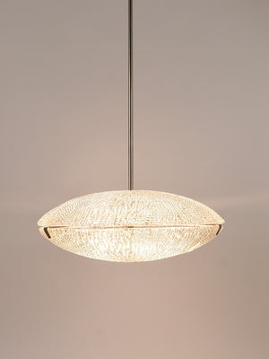 Lustre Mid-Century Kalmar Discus en verre texturé et nickel, Autriche, années 1950