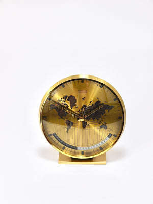 Orologio da tavolo Kienzle GMT World Time Zone in ottone, Midcentury, Germania, anni 1960