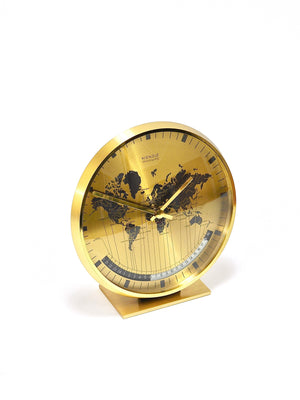 Orologio da tavolo Kienzle GMT World Time Zone in ottone, Midcentury, Germania, anni 1960