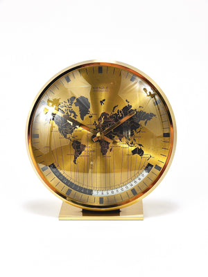 Orologio da tavolo Kienzle GMT World Time Zone in ottone, Midcentury, Germania, anni 1960
