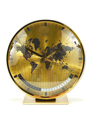 Orologio da tavolo Kienzle GMT World Time Zone in ottone, Midcentury, Germania, anni 1960