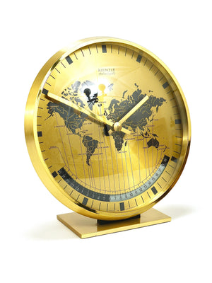 Orologio da tavolo Kienzle GMT World Time Zone in ottone, Midcentury, Germania, anni 1960