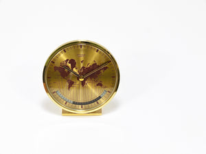 Kienzle GMT World Time Zone Brass Table Clock, Midcentury, Germany, 1960s