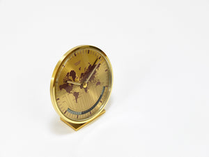 Kienzle GMT World Time Zone Brass Table Clock, Midcentury, Germany, 1960s