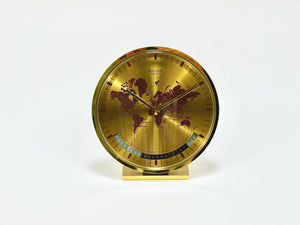 Kienzle GMT World Time Zone Brass Table Clock, Midcentury, Germany, 1960s