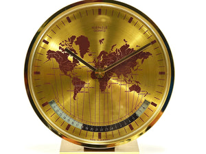 Kienzle GMT World Time Zone Brass Table Clock, Midcentury, Germany, 1960s