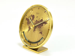 Kienzle GMT World Time Zone Brass Table Clock, Midcentury, Germany, 1960s
