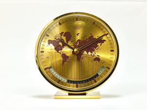 Kienzle GMT World Time Zone Brass Table Clock, Midcentury, Germany, 1960s